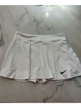 Nike White Athletic Tennis Skirt with Black Swoosh